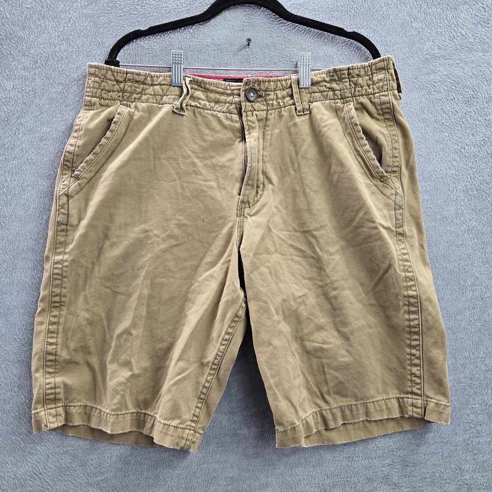 Quiksilver Men Shorts 34 Brown Chino Twill Button 11" Inseam Y2K READ